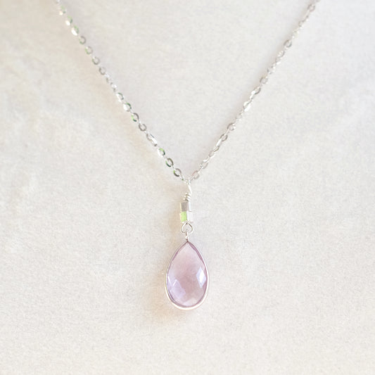 Collier goutte d'améthyste en argent