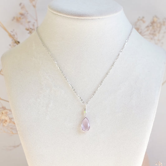 Collier goutte d'améthyste en argent
