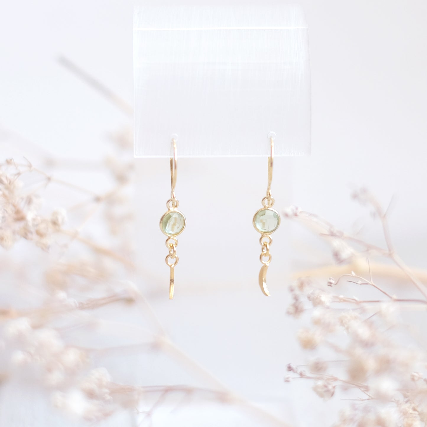 Green Moon Earrings – 24K Gold Vermeil