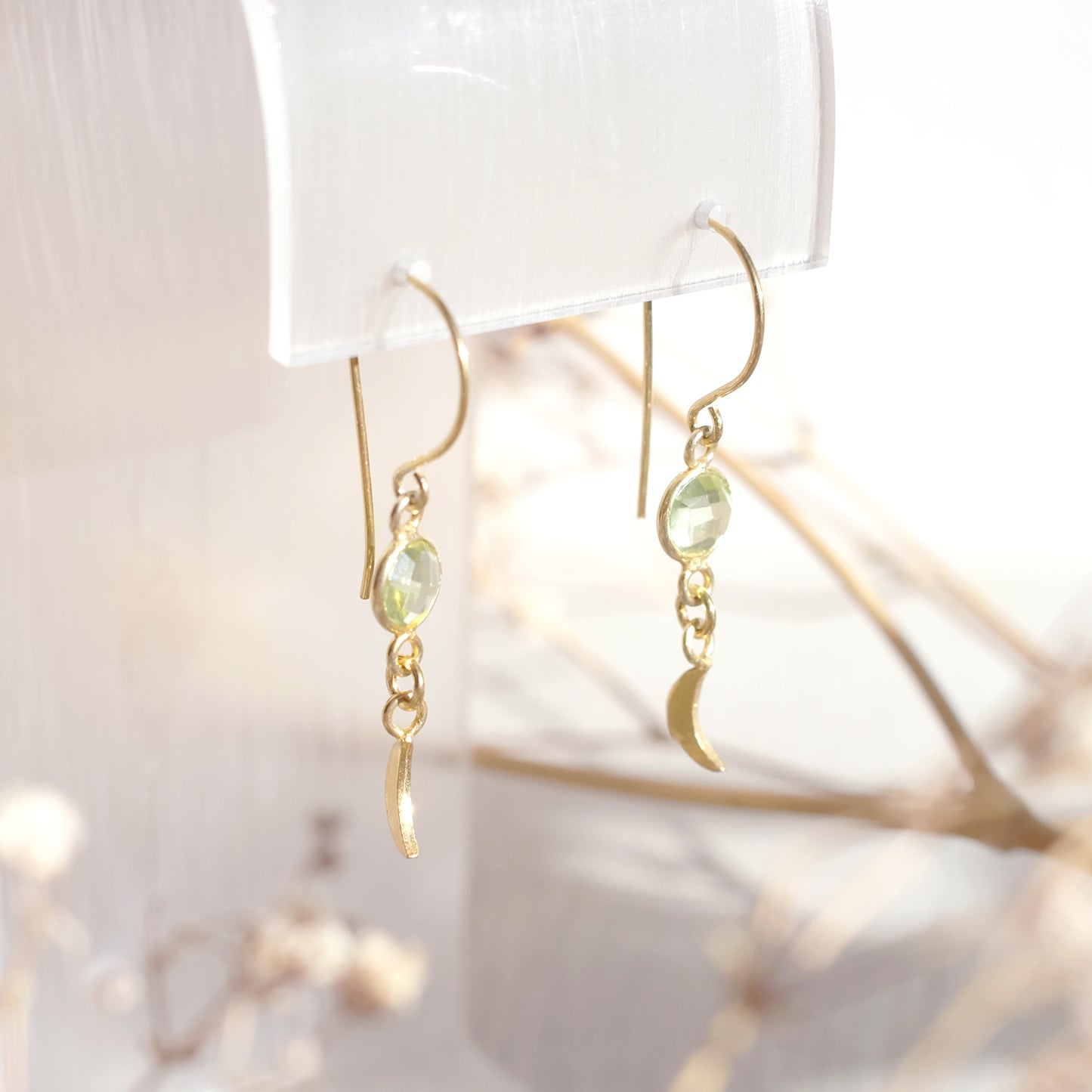 Green Moon Earrings – 24K Gold Vermeil