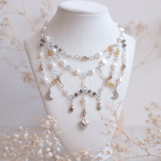 "Moonlit Pearls" Necklace – Stainless Steel