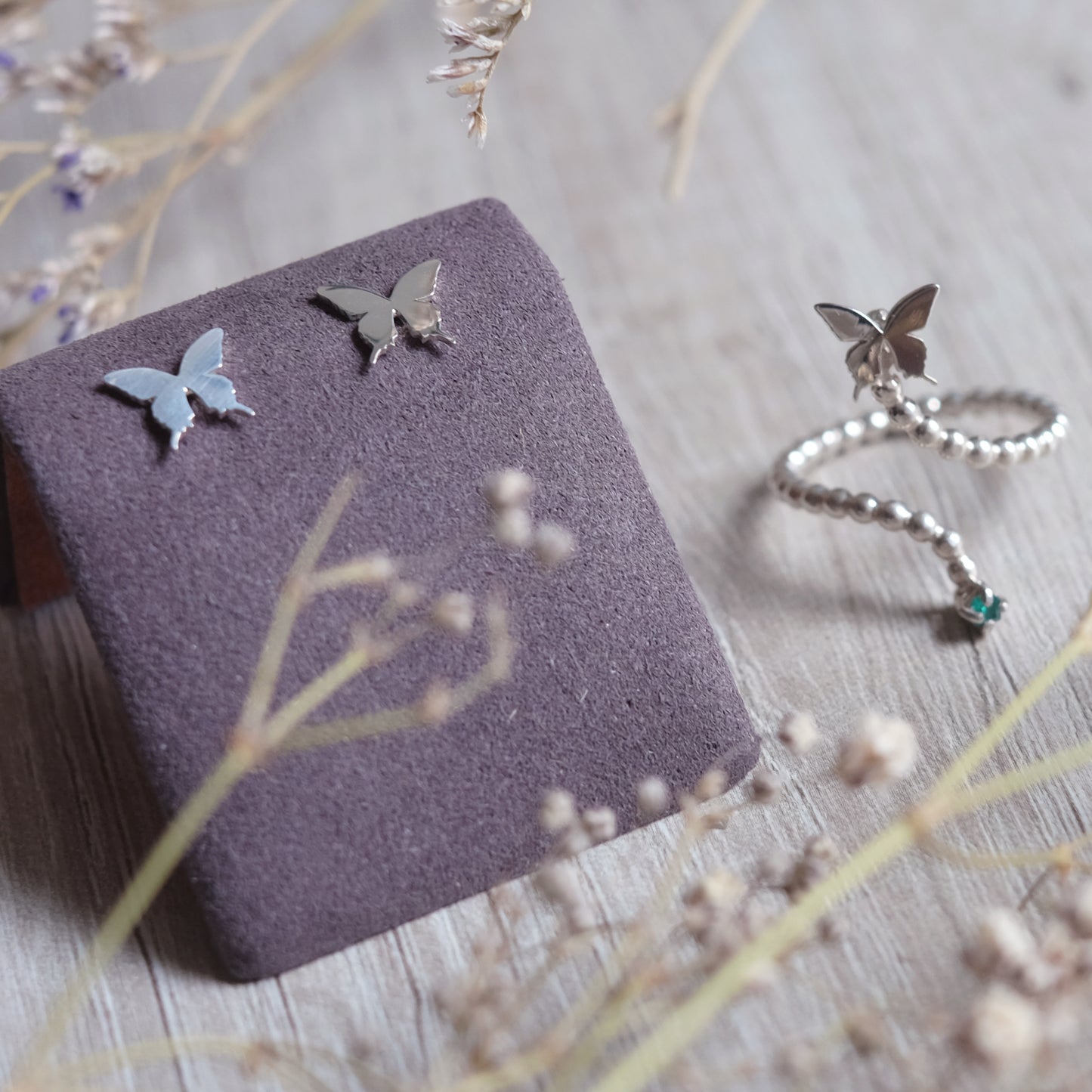 Tiny Butterfly Studs – Sterling Silver