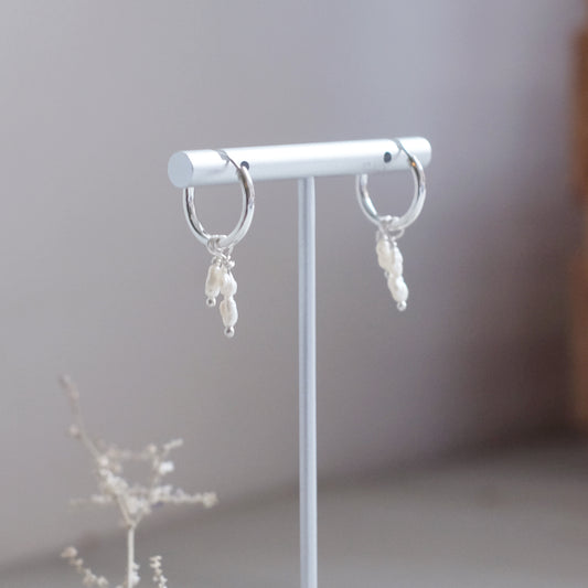 Mini Hoop Earrings with Freshwater Pearls