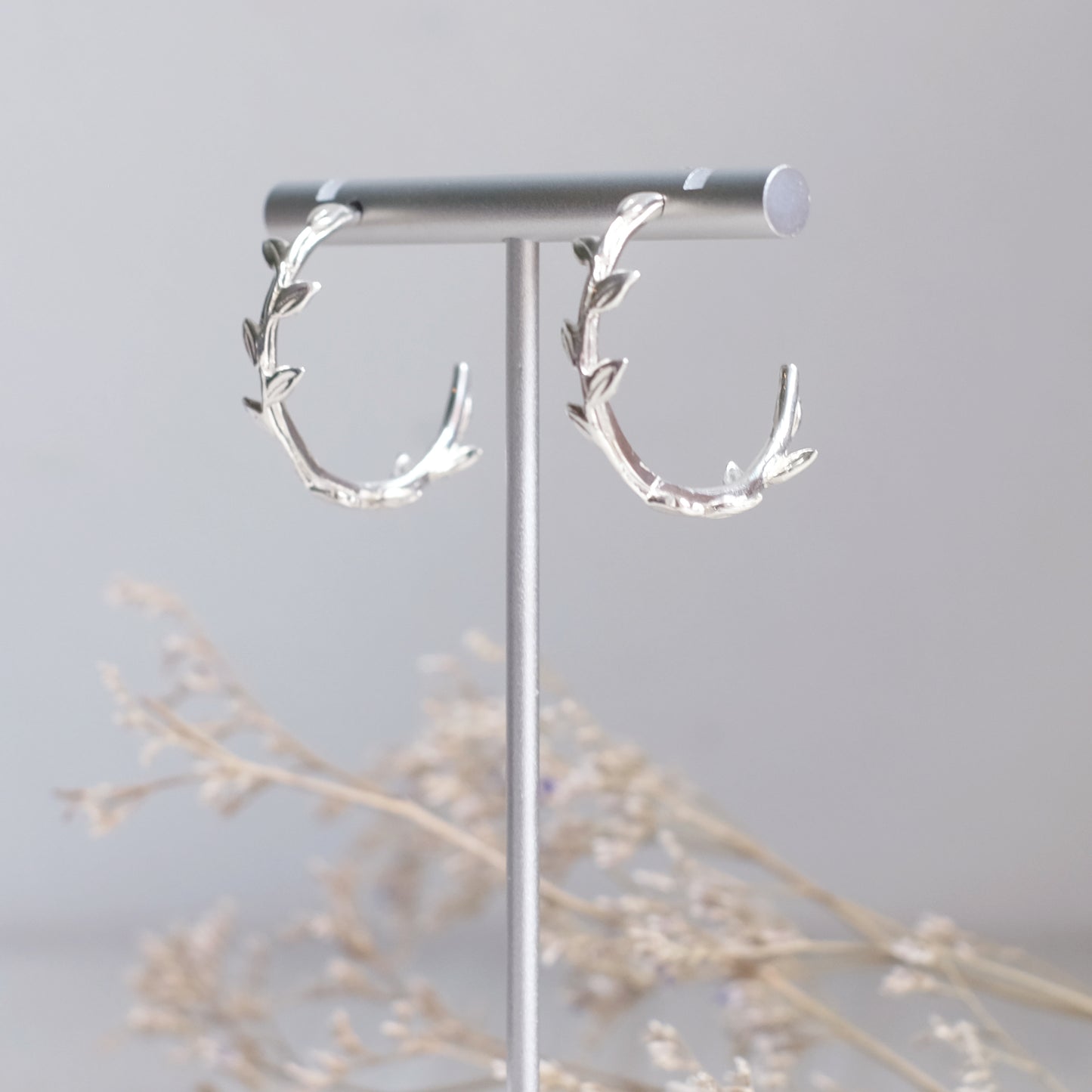 Vine Hoop Earrings – Sterling Silver
