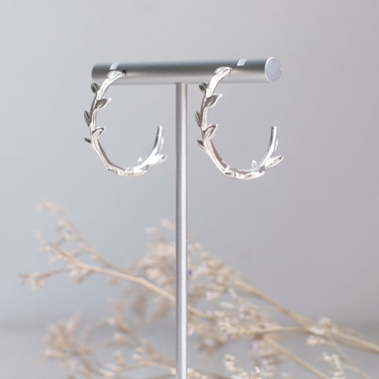 Vine Hoop Earrings – Sterling Silver