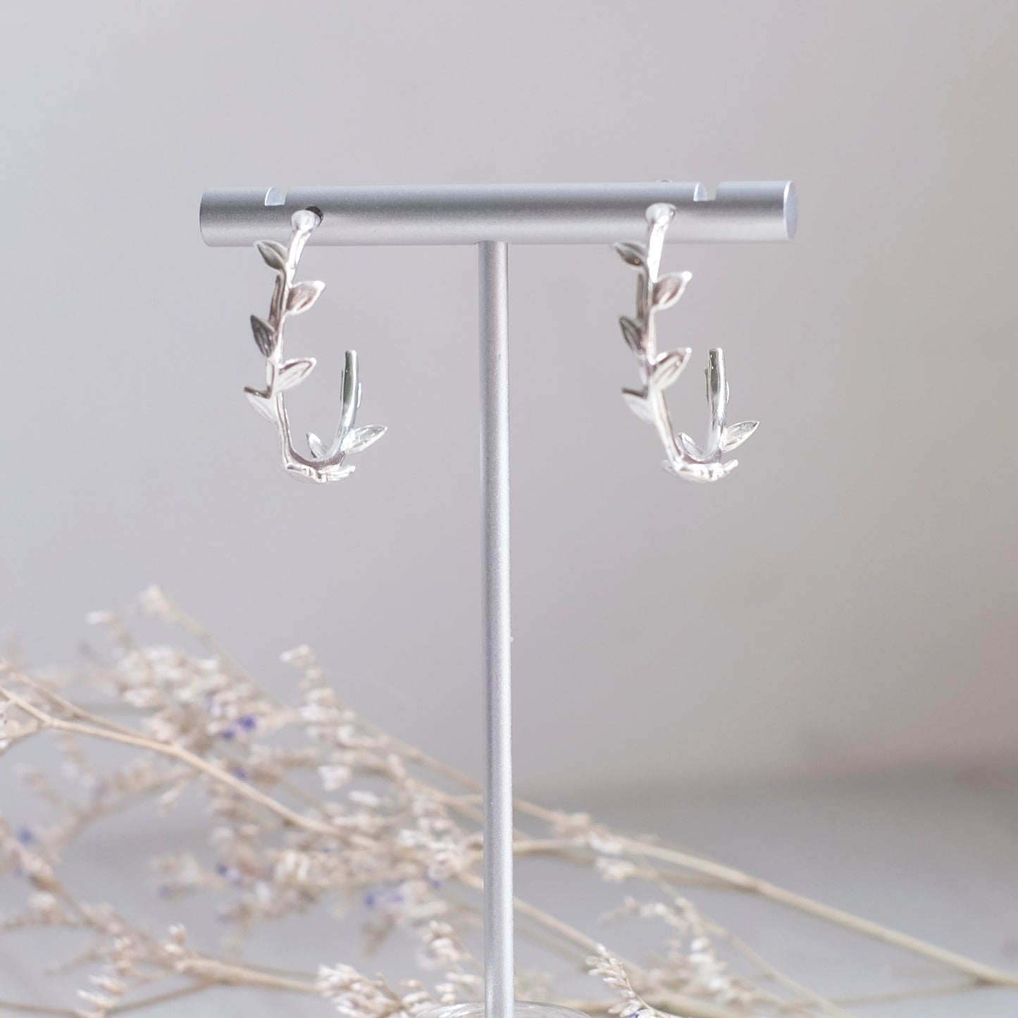 Vine Hoop Earrings – Sterling Silver