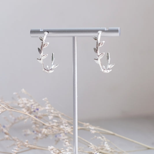 Vine Hoop Earrings – Sterling Silver