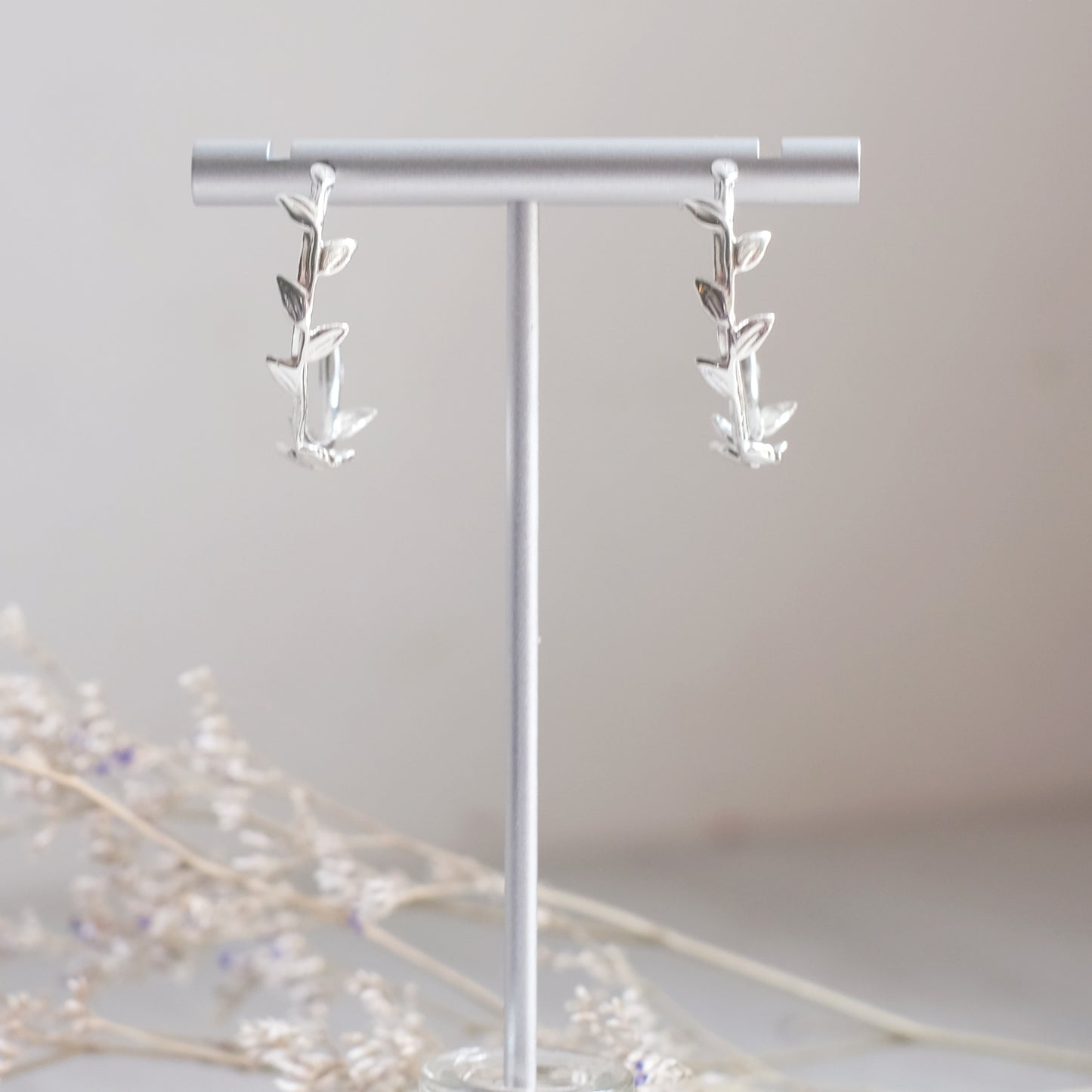 Vine Hoop Earrings – Sterling Silver