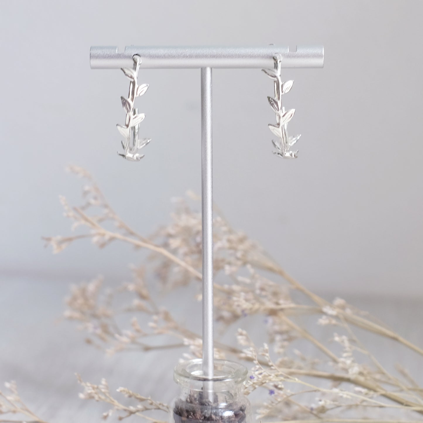 Vine Hoop Earrings – Sterling Silver