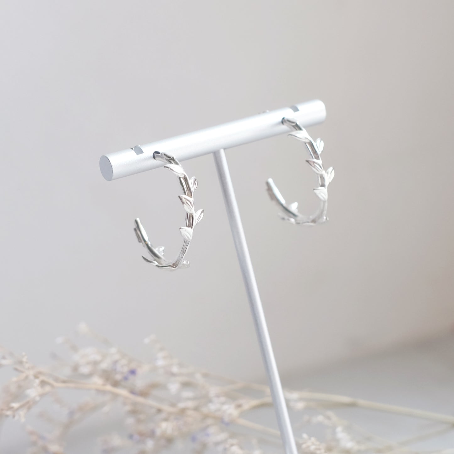 Vine Hoop Earrings – Sterling Silver