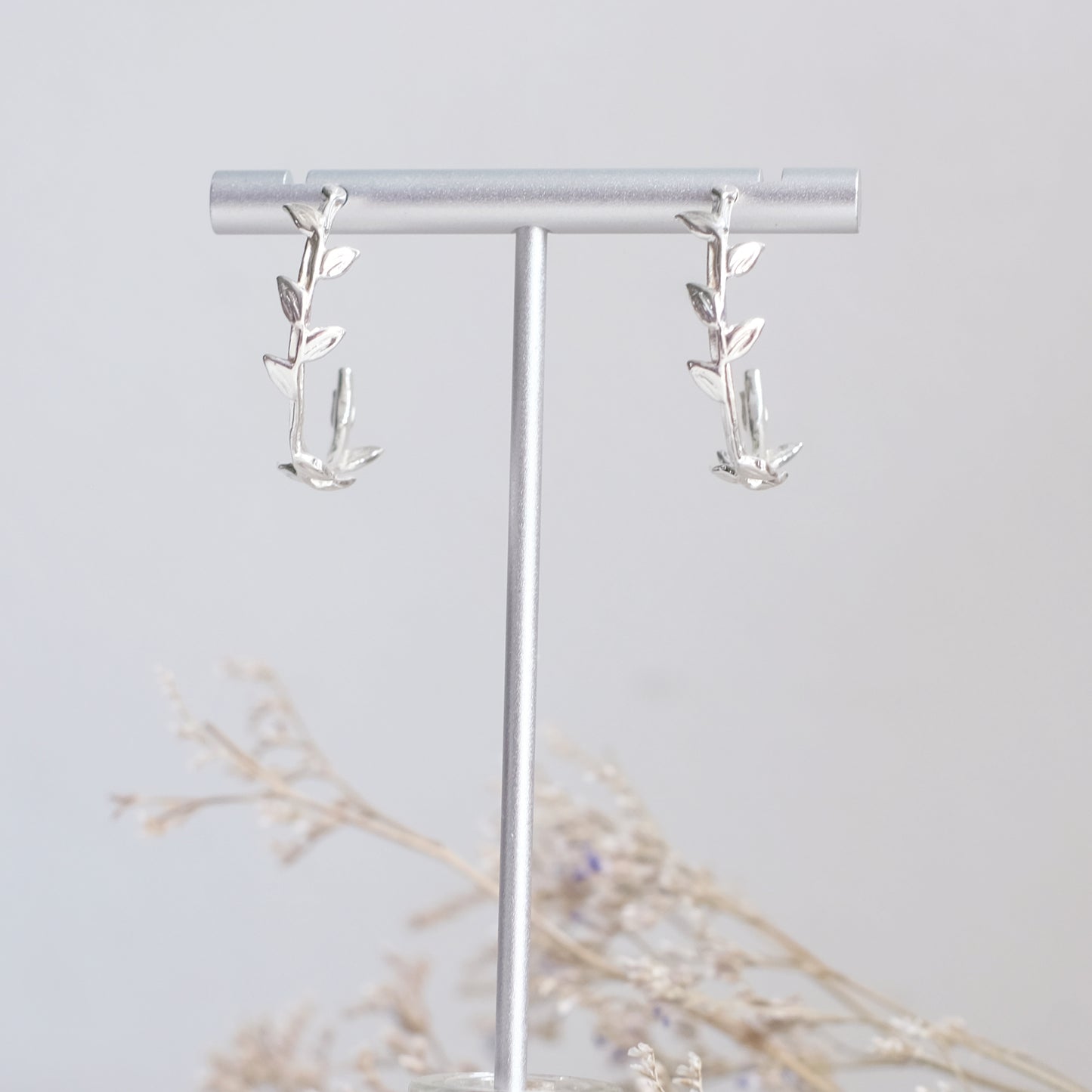 Vine Hoop Earrings – Sterling Silver