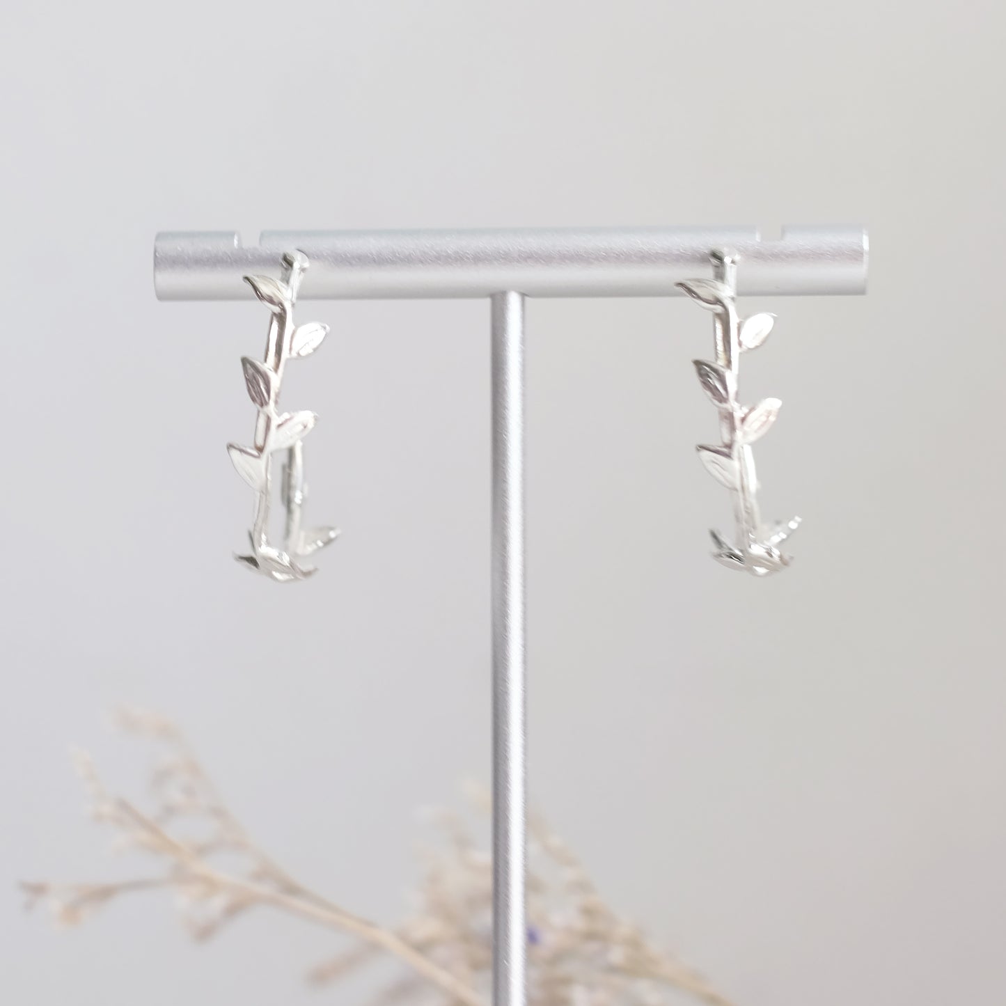 Vine Hoop Earrings – Sterling Silver
