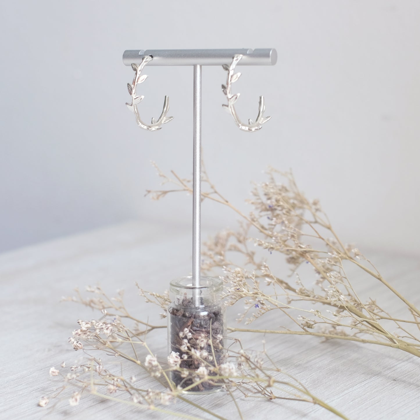 Vine Hoop Earrings – Sterling Silver