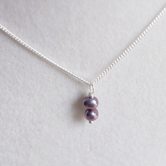 Sterling Silver Necklace with Two Irradiated Freshwater Pearls