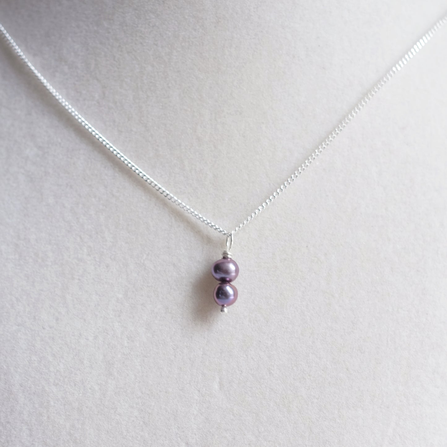 Sterling Silver Necklace with Two Irradiated Freshwater Pearls