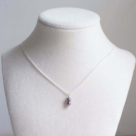 Sterling Silver Necklace with Two Irradiated Freshwater Pearls