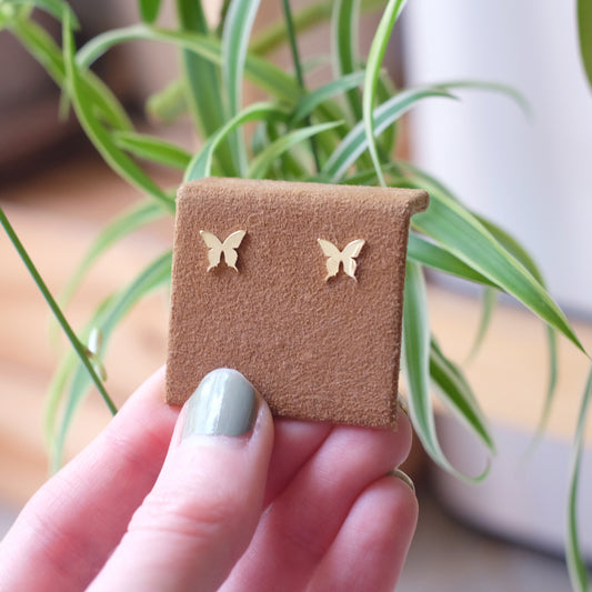 Tiny Butterfly Studs – 14K Gold Vermeil