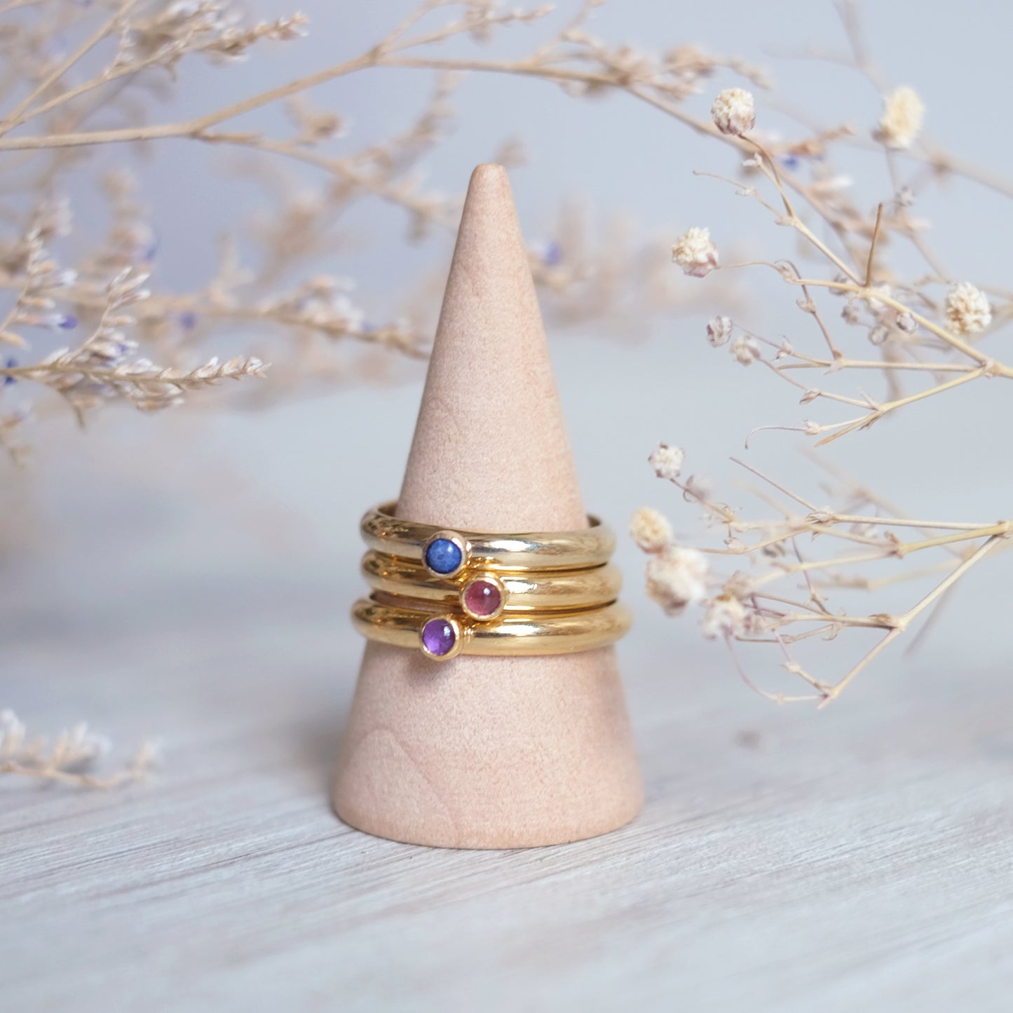Bague empilable en Lapis lazuli et or vermeil 14K taille 6