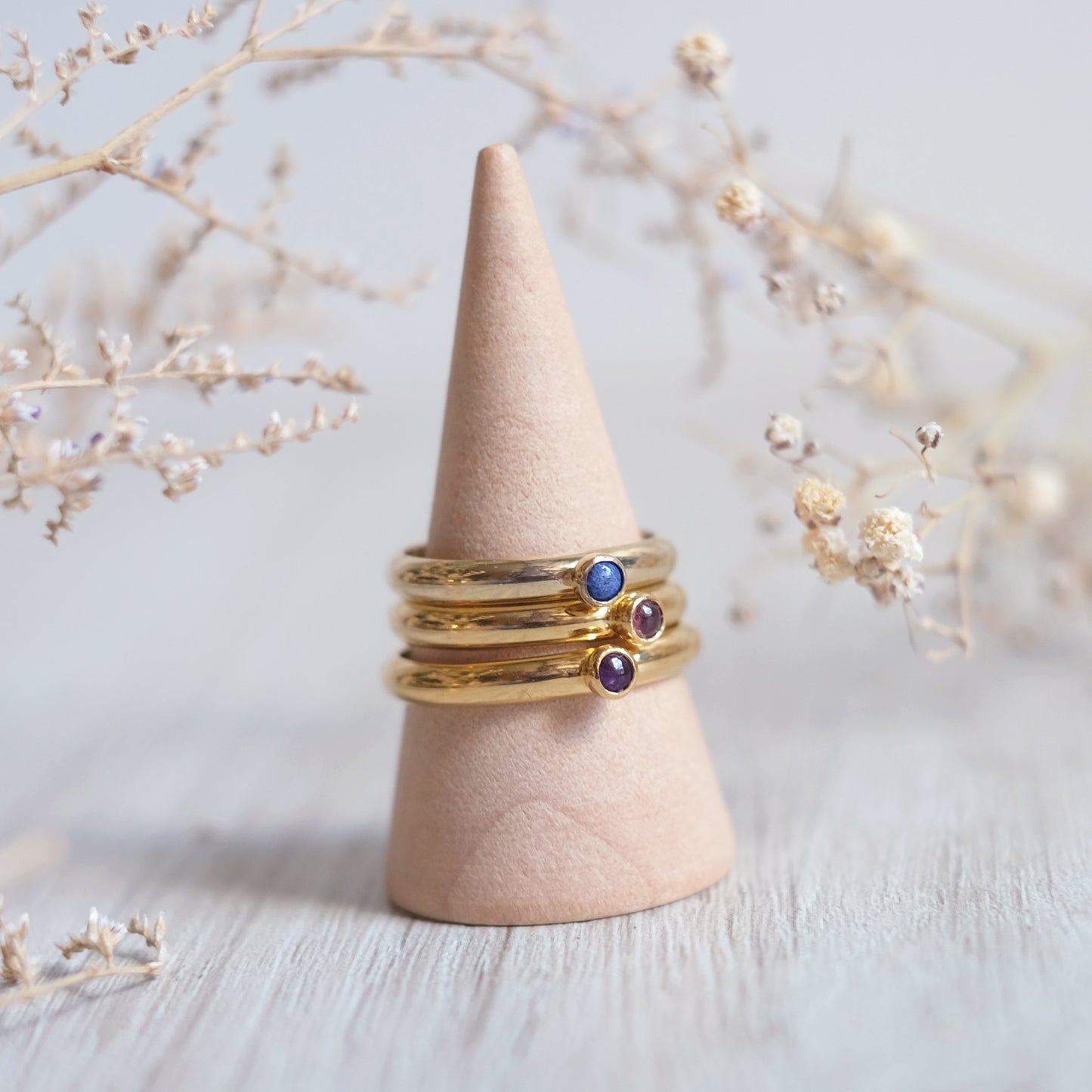 Bague empilable en Lapis lazuli et or vermeil 14K taille 6