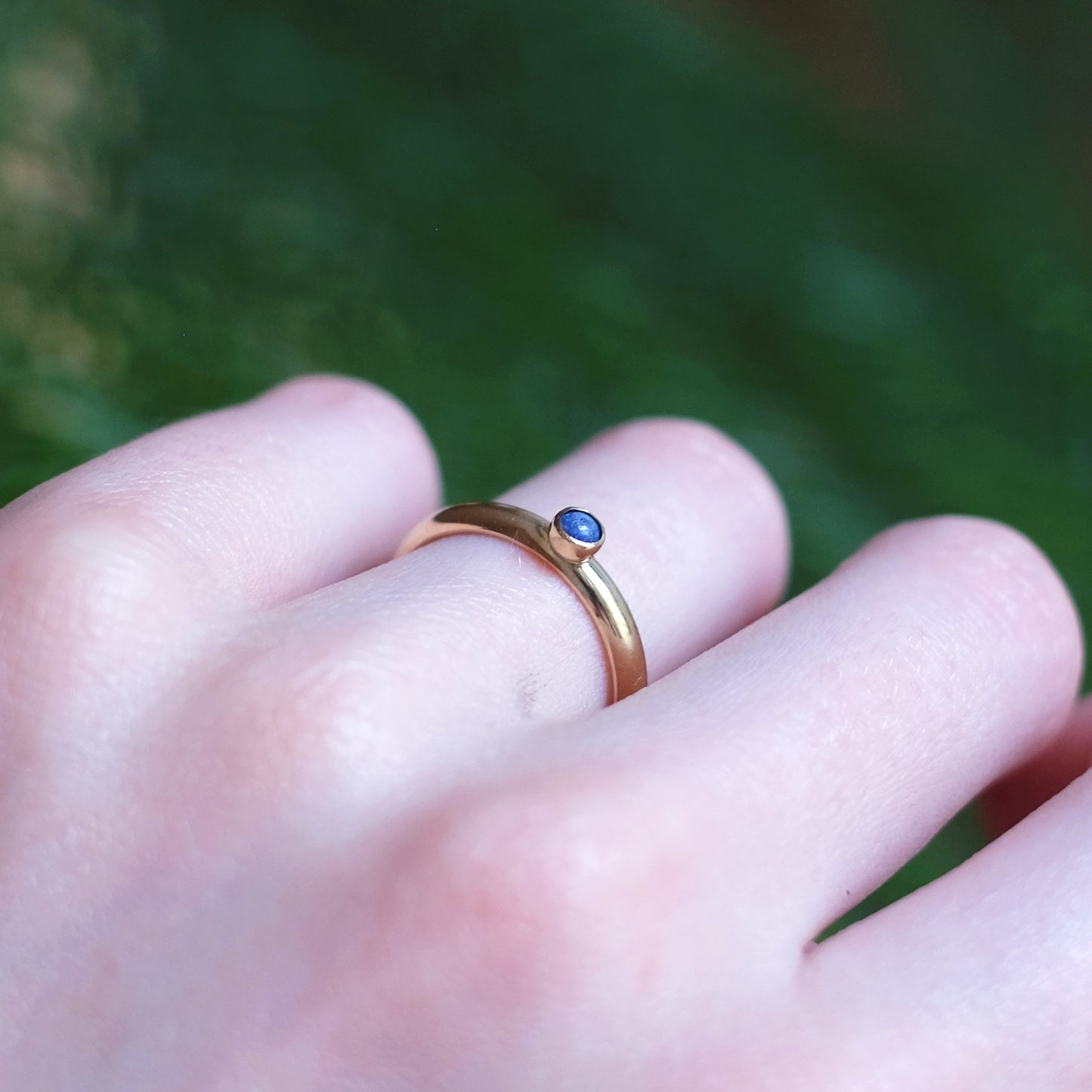 Bague empilable en Lapis lazuli et or vermeil 14K taille 6