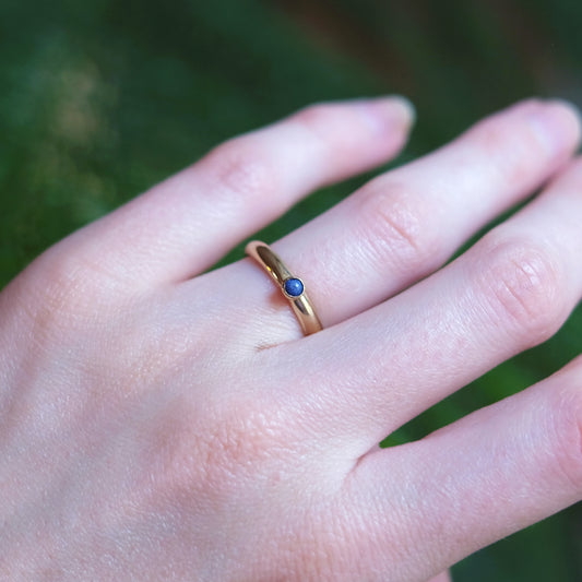 Bague empilable en Lapis lazuli et or vermeil 14K taille 6