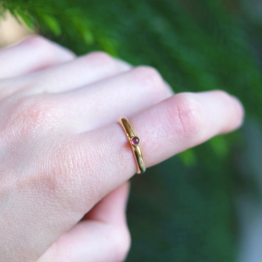 Bague empilable en Grenat et or vermeil 14K taille 6.75