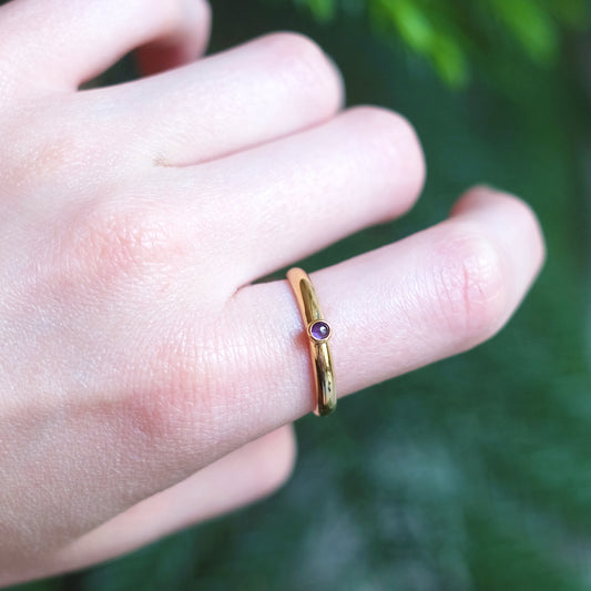 Bague empilable en Améthyst et or vermeil 14K taille 8.75