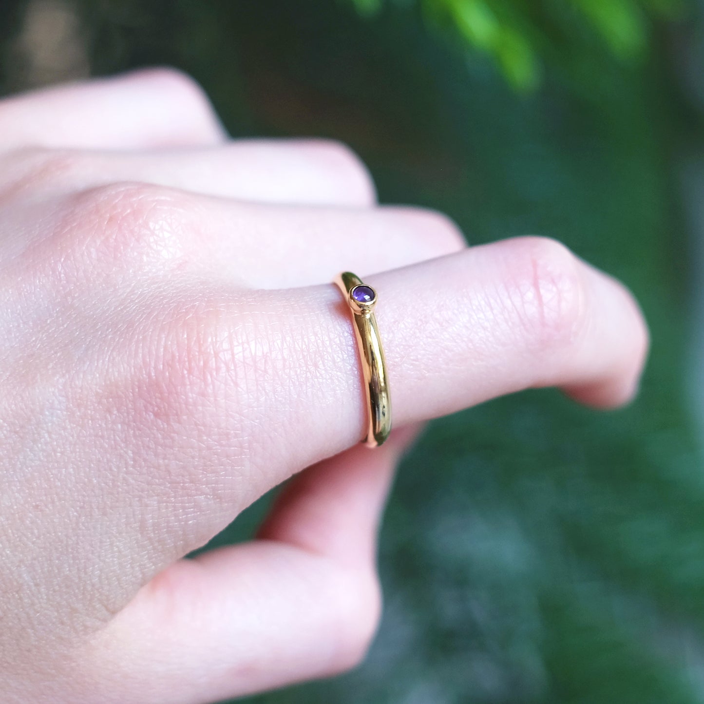 Bague empilable en Améthyst et or vermeil 14K taille 8.75