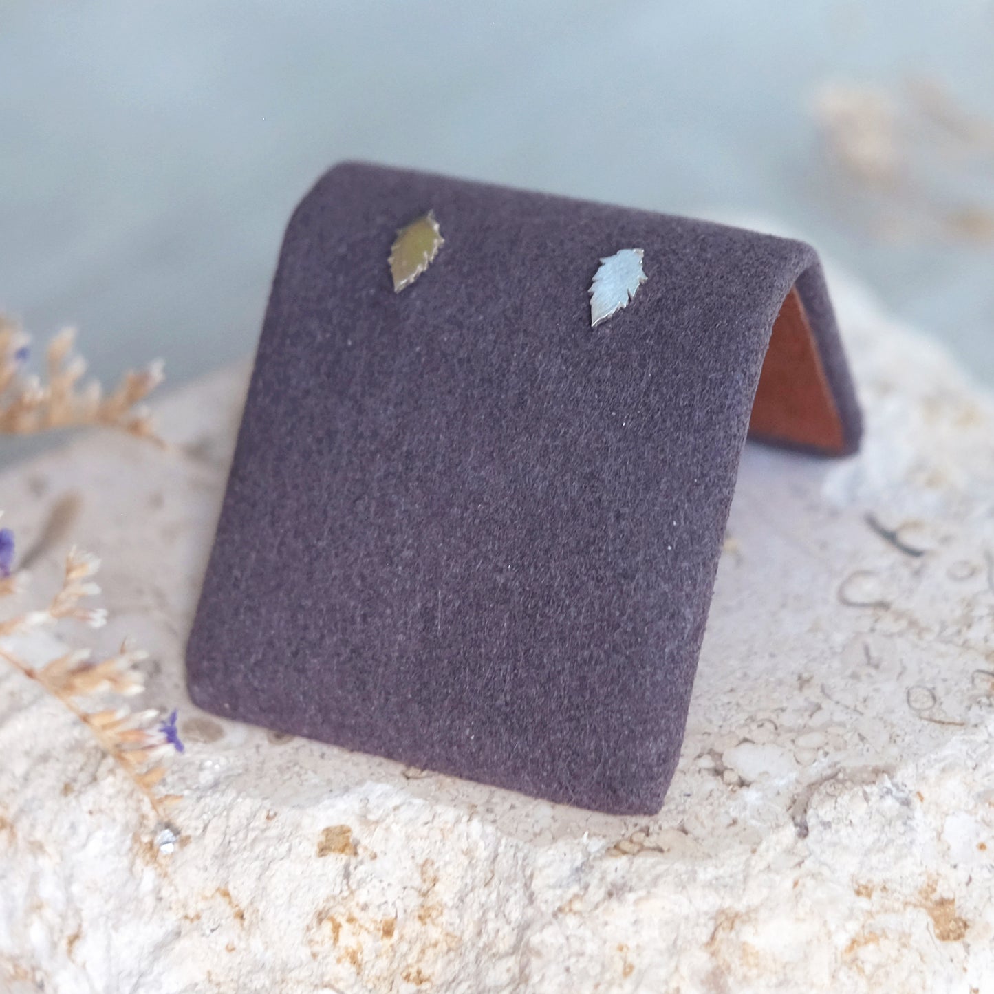 Tiny Birch Leaf Earrings – Sterling Silver