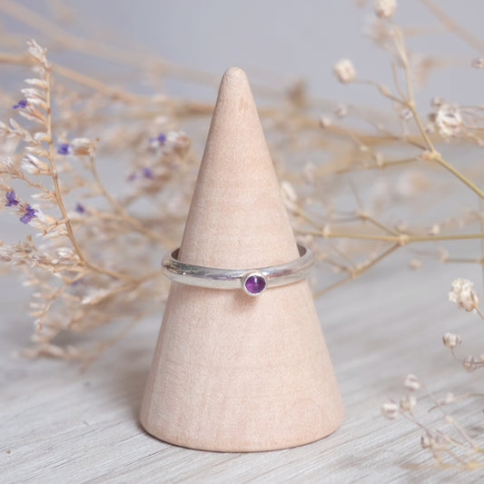 Bague empilable en Améthyst sterling 2 tailles disponibles