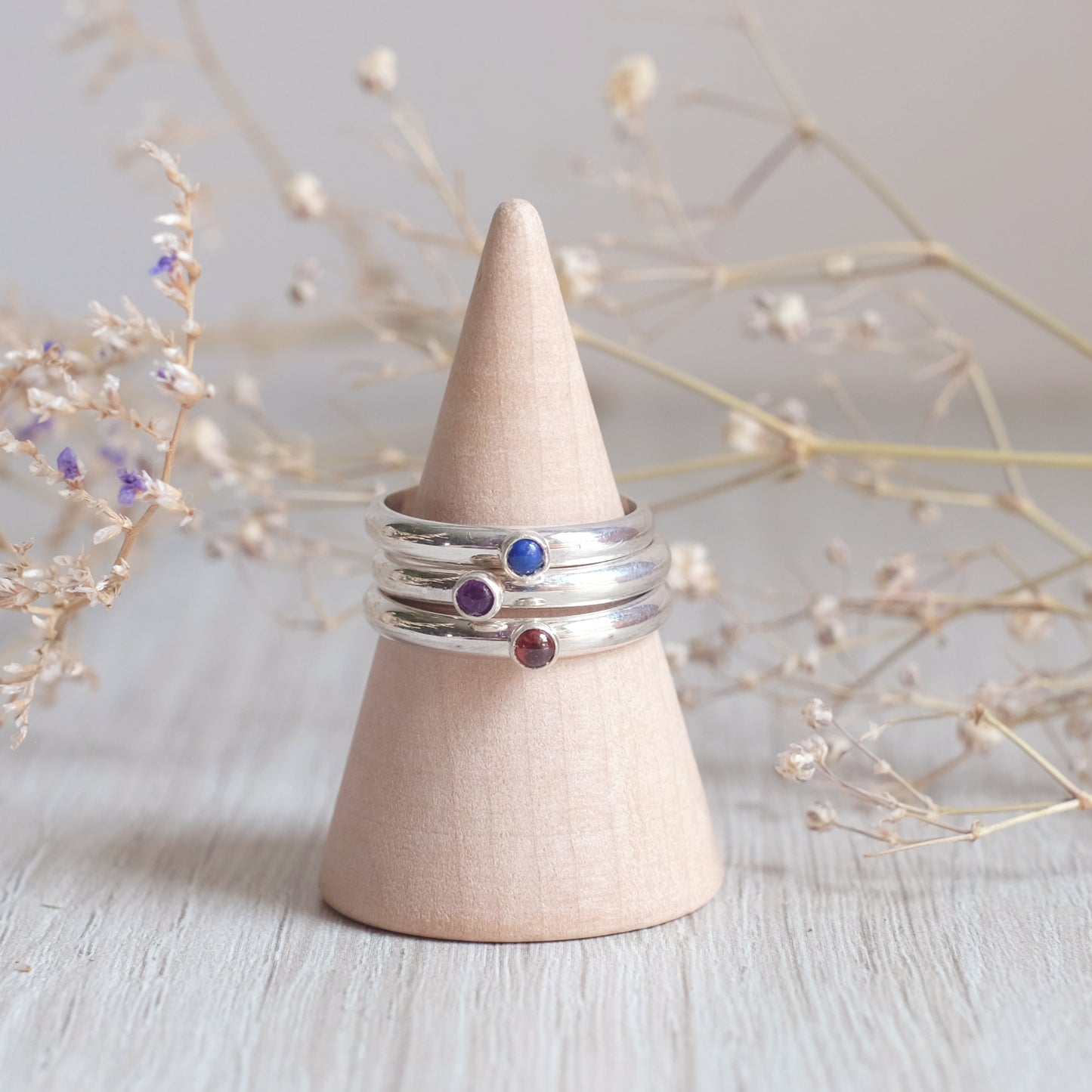 Bague empilable en Lapis lazuli et argent sterling taille 7.25
