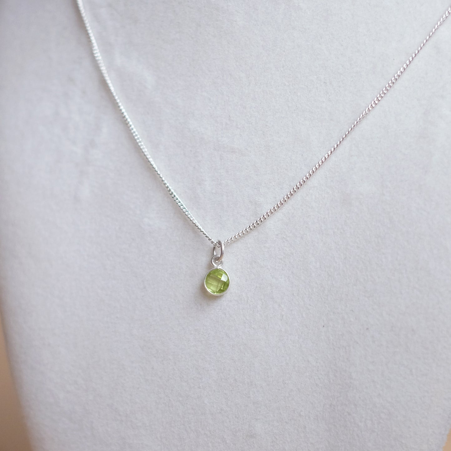 Tiny Peridot Necklace – Sterling Silver