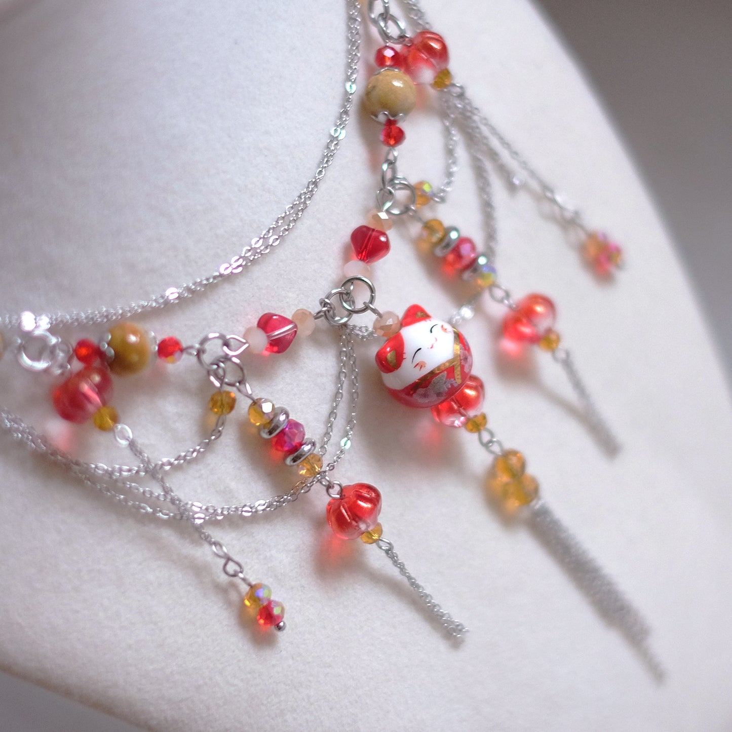 Lucky Cat Necklace – Red Edition