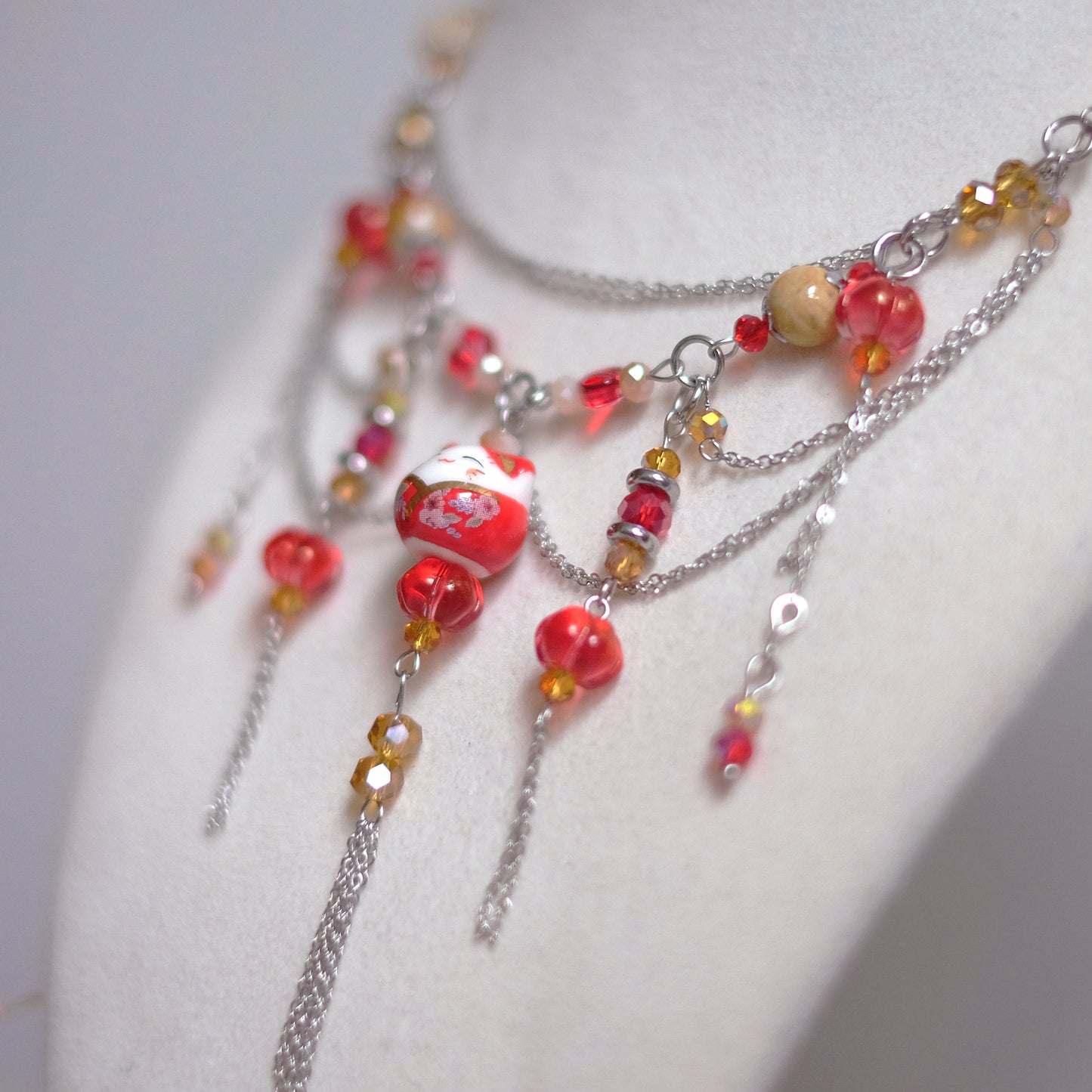 Lucky Cat Necklace – Red Edition