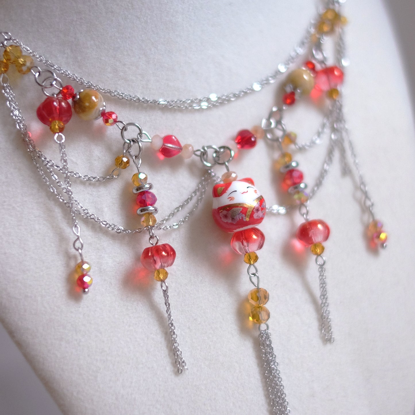 Lucky Cat Necklace – Red Edition