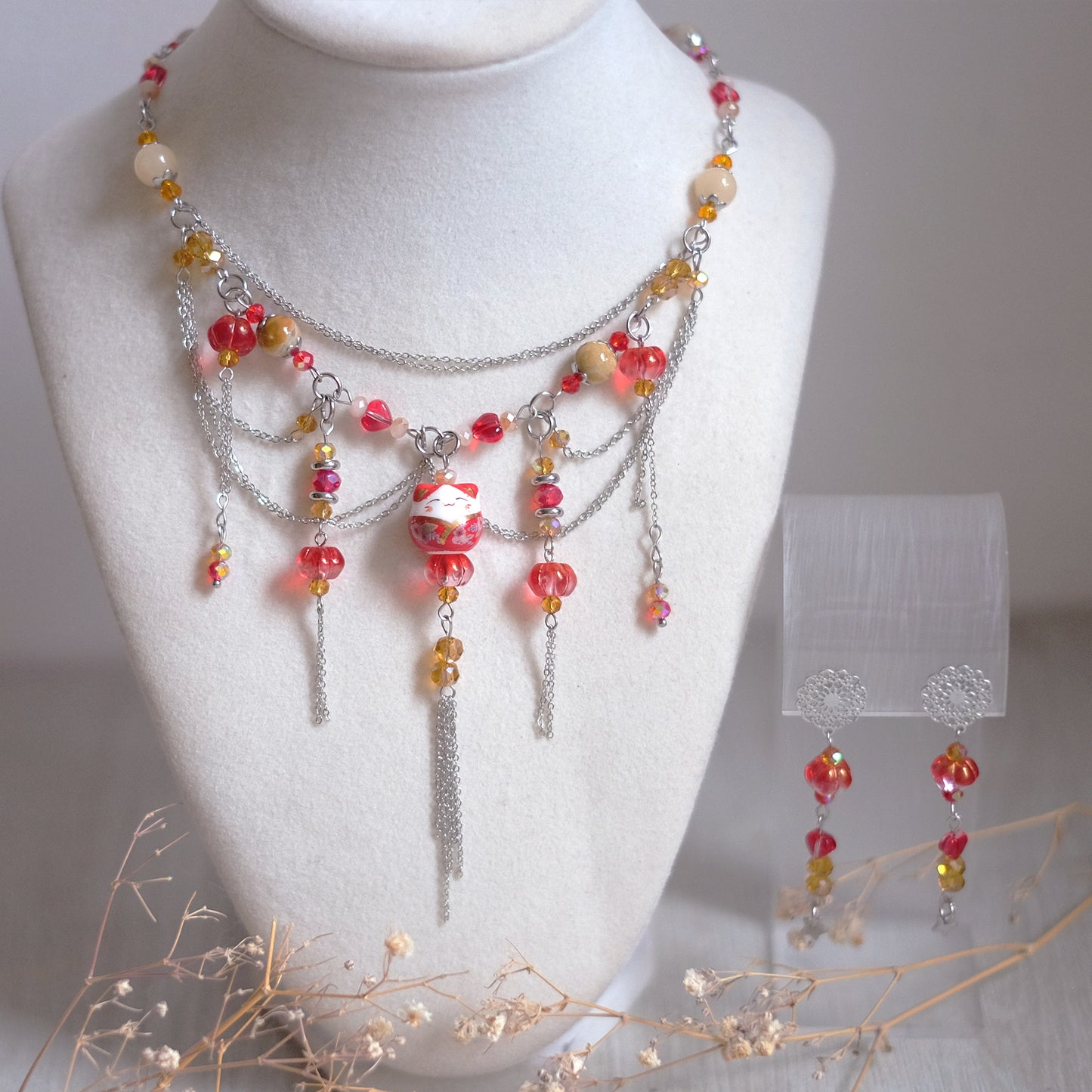 Lucky Cat Necklace – Red Edition