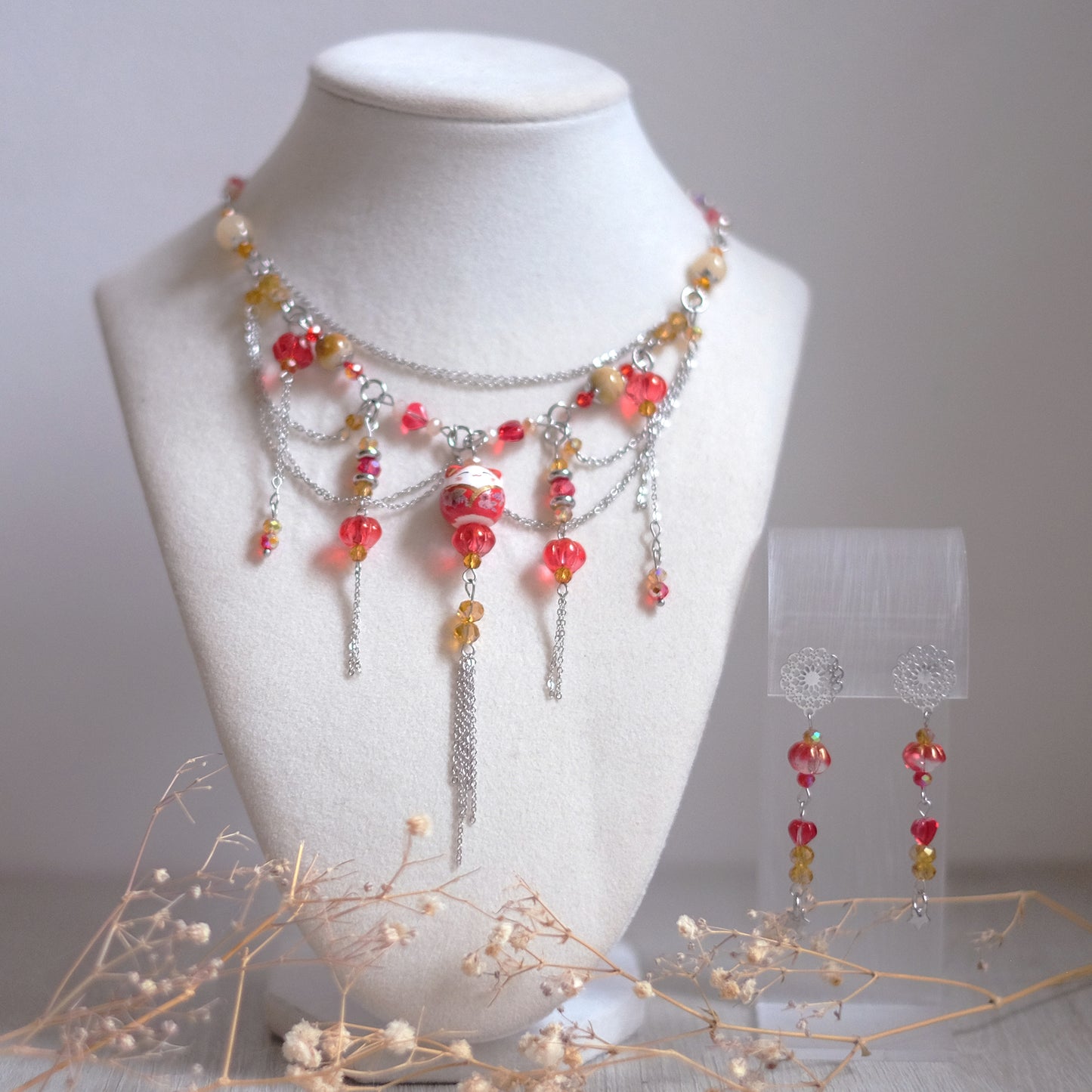 Lucky Cat Necklace – Red Edition