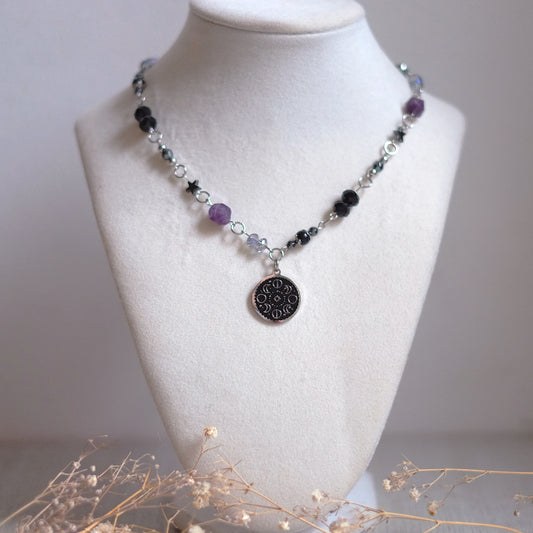 Silver-Tone Stainless Steel Moon Phases Necklace
