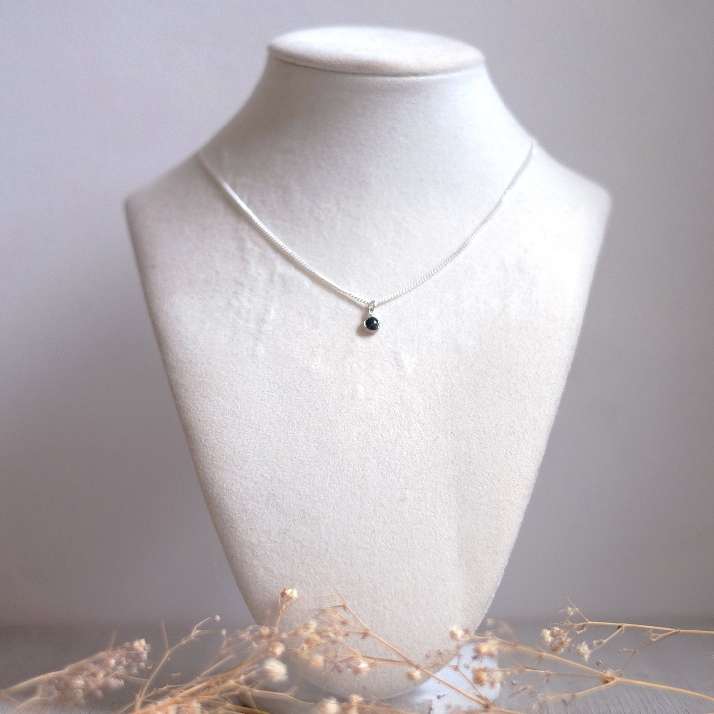 Sterling Silver Necklace with Set Onyx