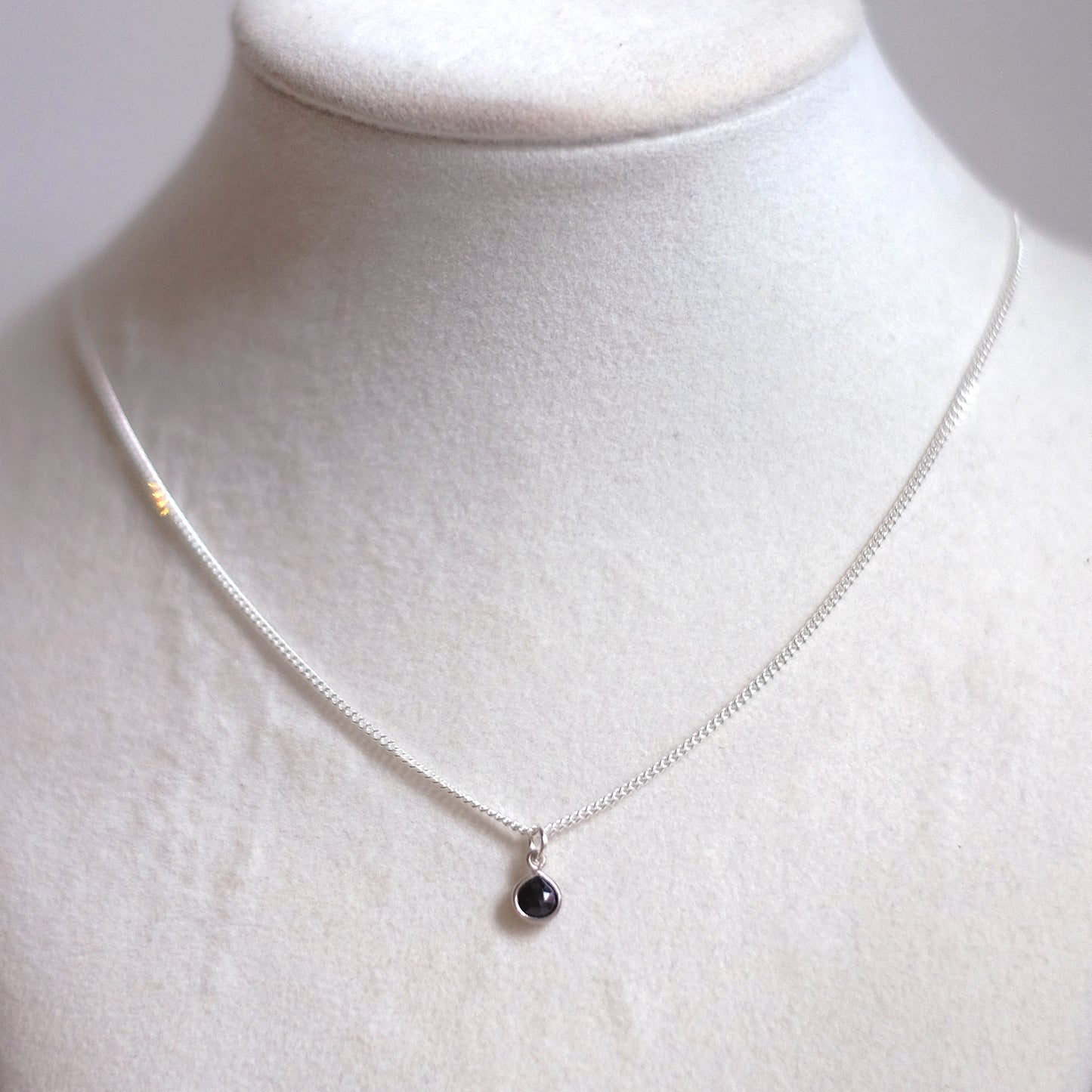 Sterling Silver Necklace with Set Onyx