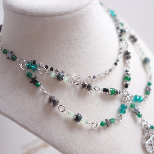 Pentagram Jewelry Set – Silver & Aqua