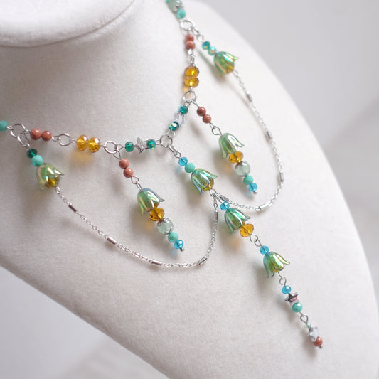 Green Bellflower Necklace Set