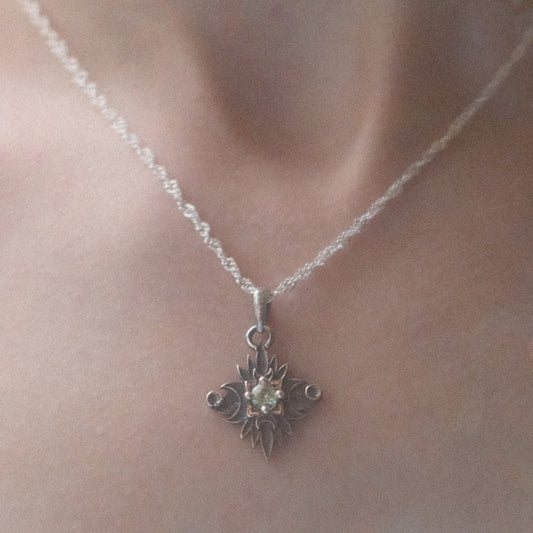 Sterling Silver Starbound Necklace Green version with sapphire