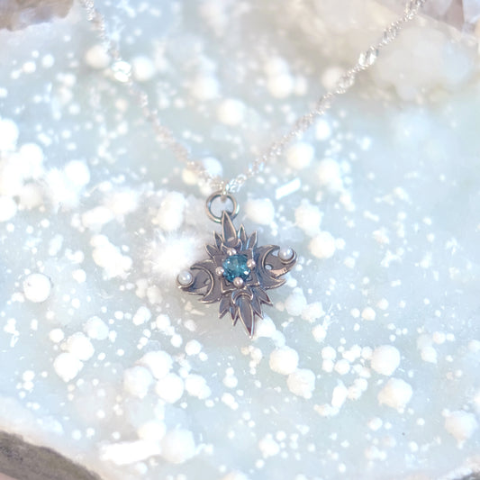 Sterling Silver Starbound Necklace Blue version with sapphire & pearls