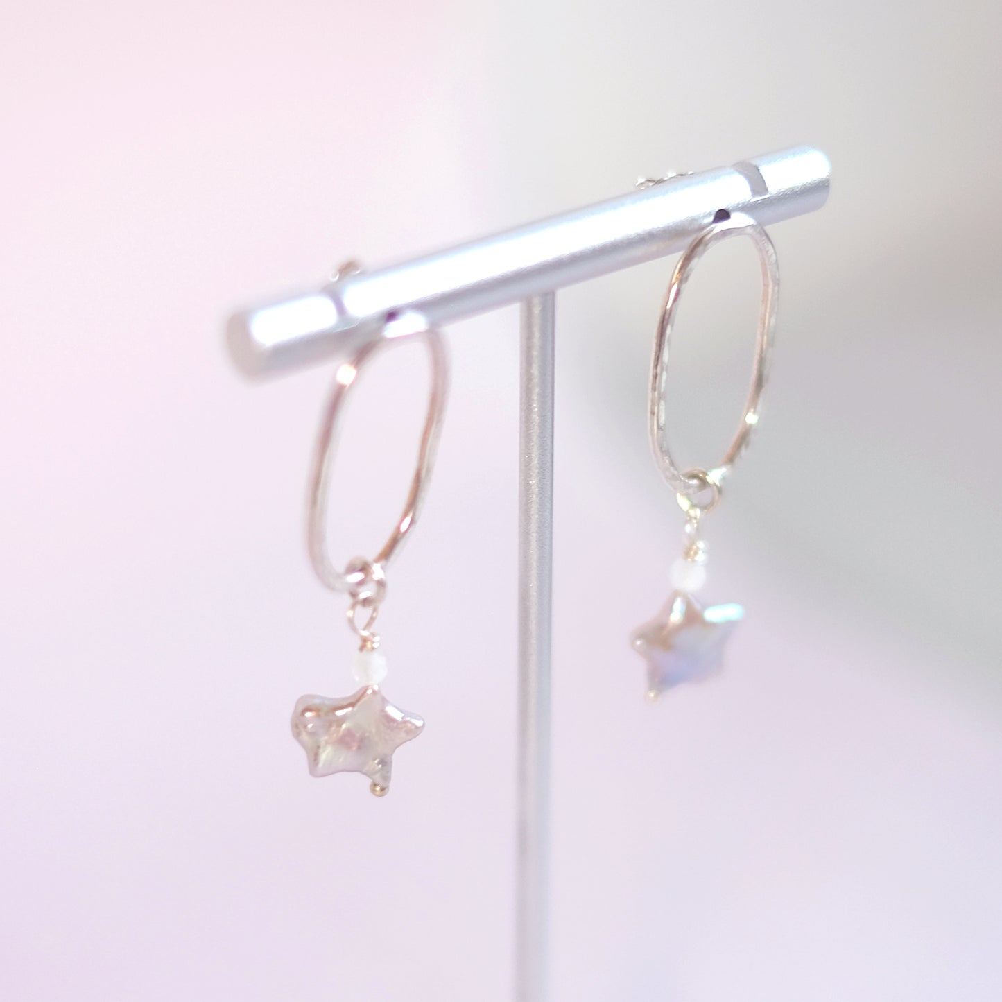 Starry Mother-of-Pearl Oval Earrings – Sterling Silver