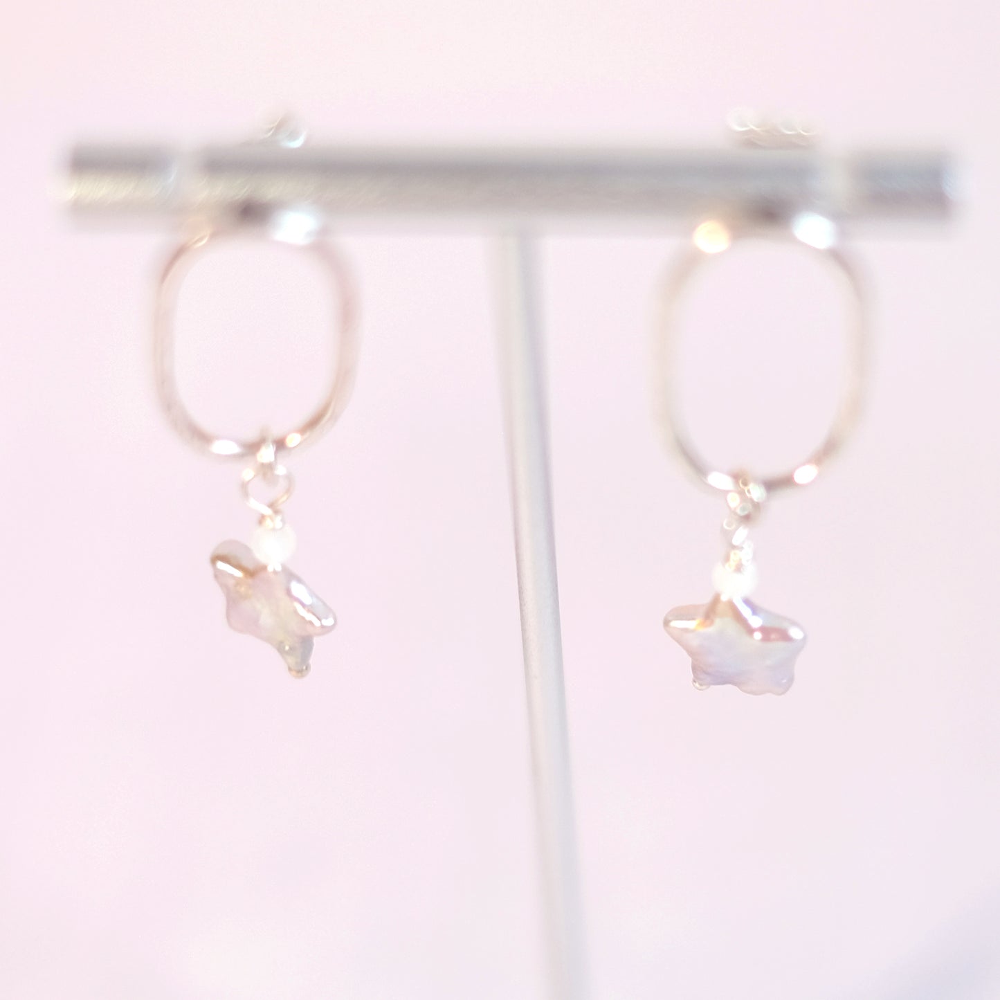 Starry Mother-of-Pearl Oval Earrings – Sterling Silver