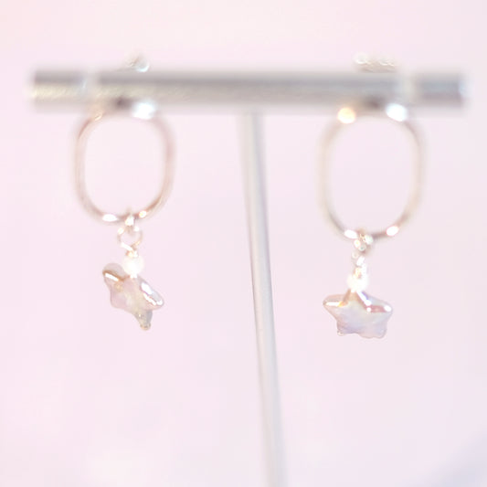 Starry Mother-of-Pearl Oval Earrings – Sterling Silver