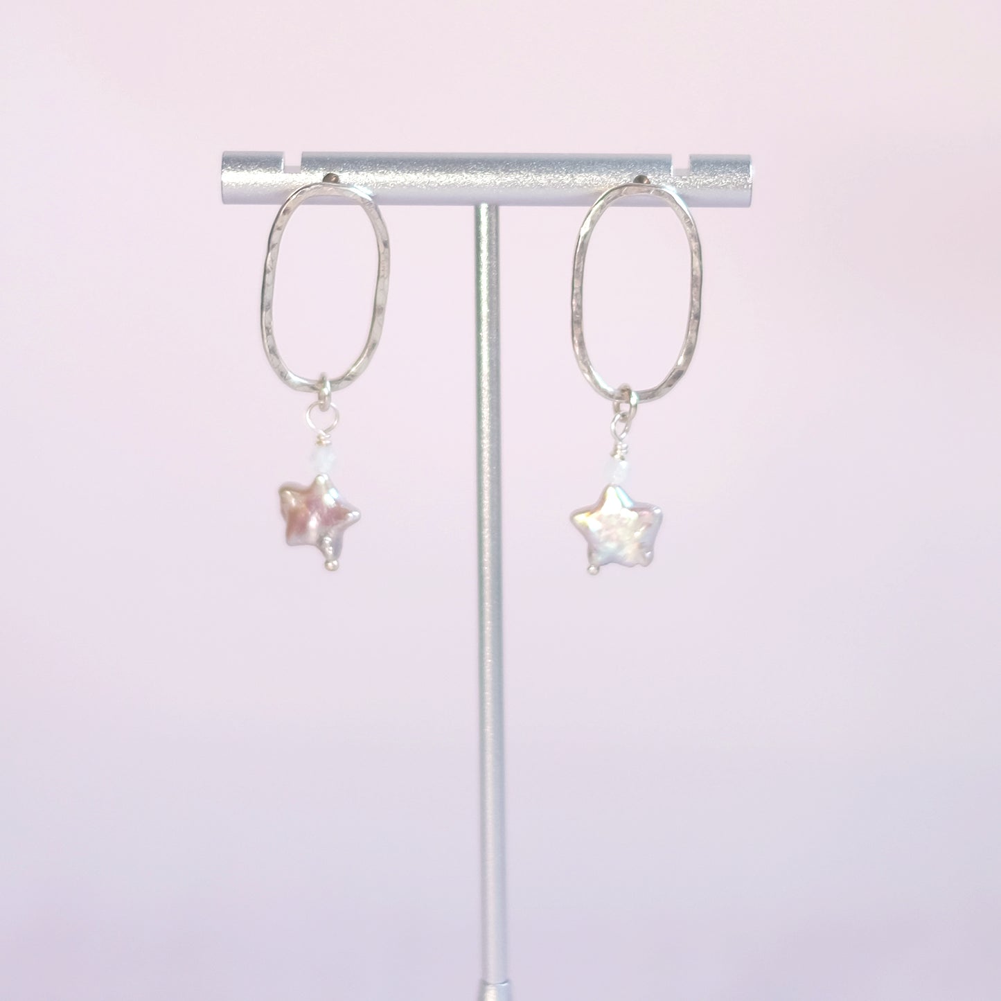 Starry Mother-of-Pearl Oval Earrings – Sterling Silver