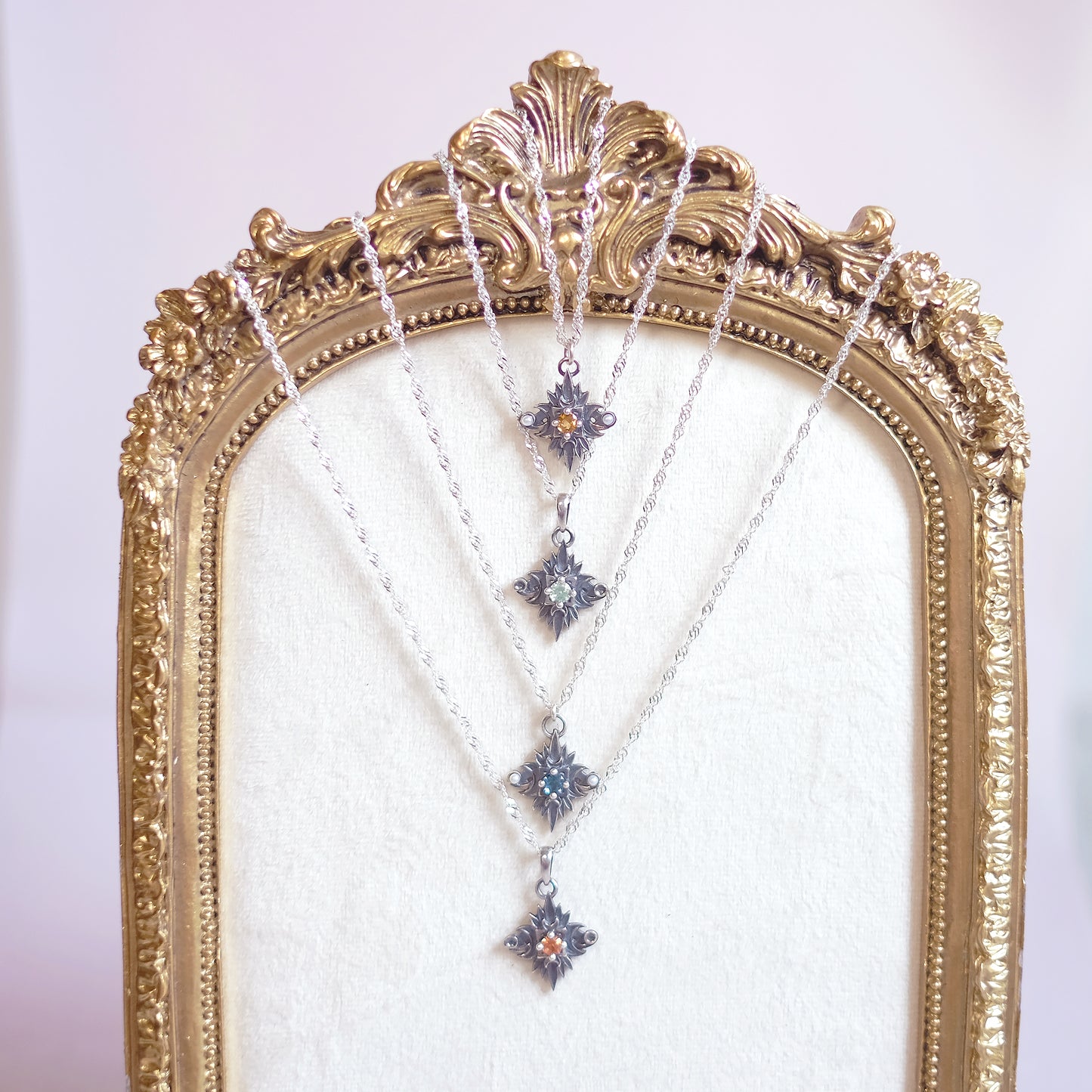 Sterling Silver Starbound Necklace Orange version with sapphire