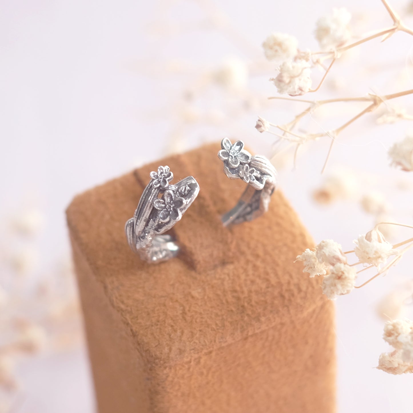 Sterling Silver Floral Open Ring